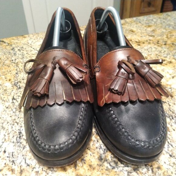 MARMOCS Handmade Black/Brown Leather Slip On Tassel Loafers 15-623 Men\'s 11M main image 8